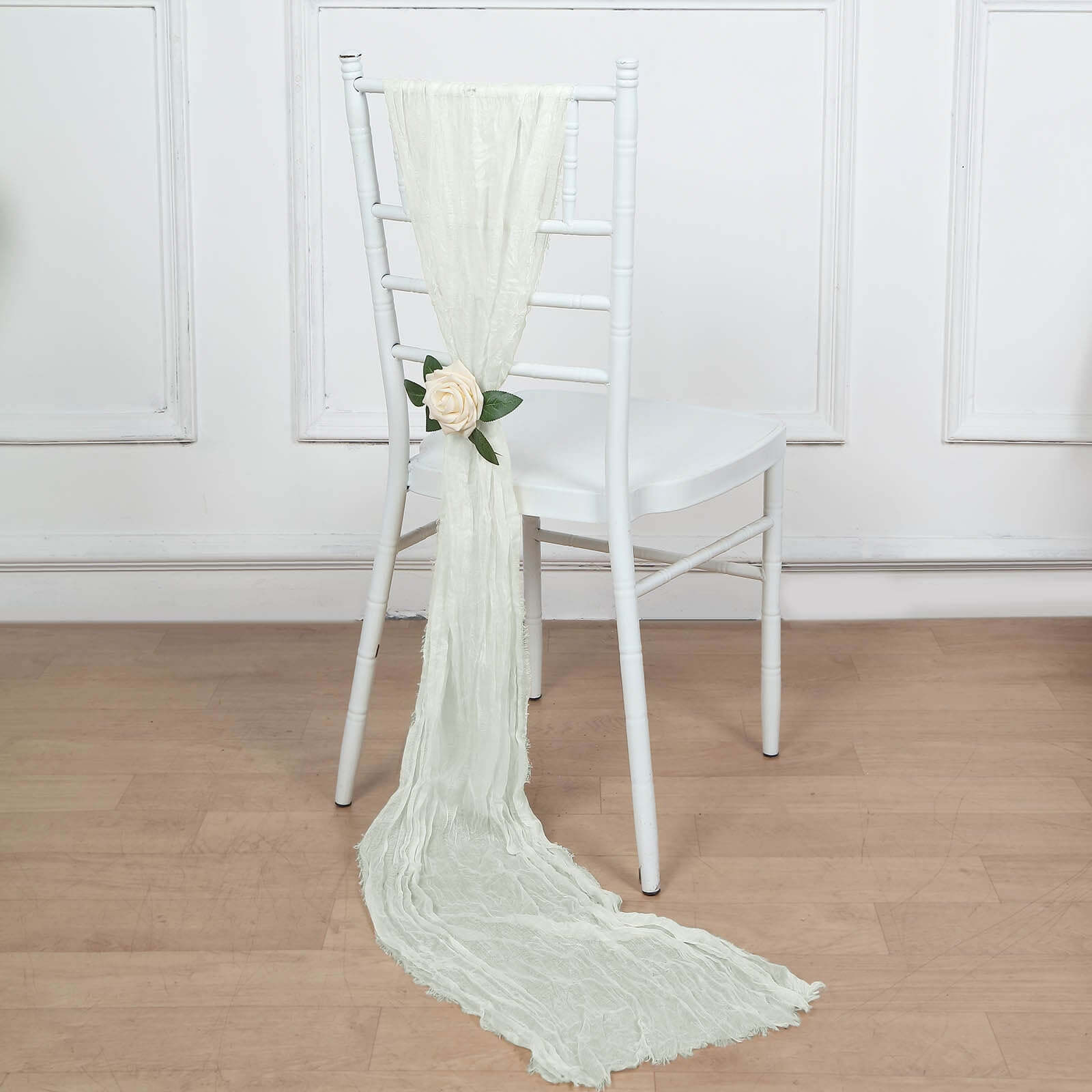 5 Pack Cheesecloth Gauze 16"x88" Chair Sashes Ivory - Stylish Boho Decor for Weddings & Gatherings - Bell Racket Store