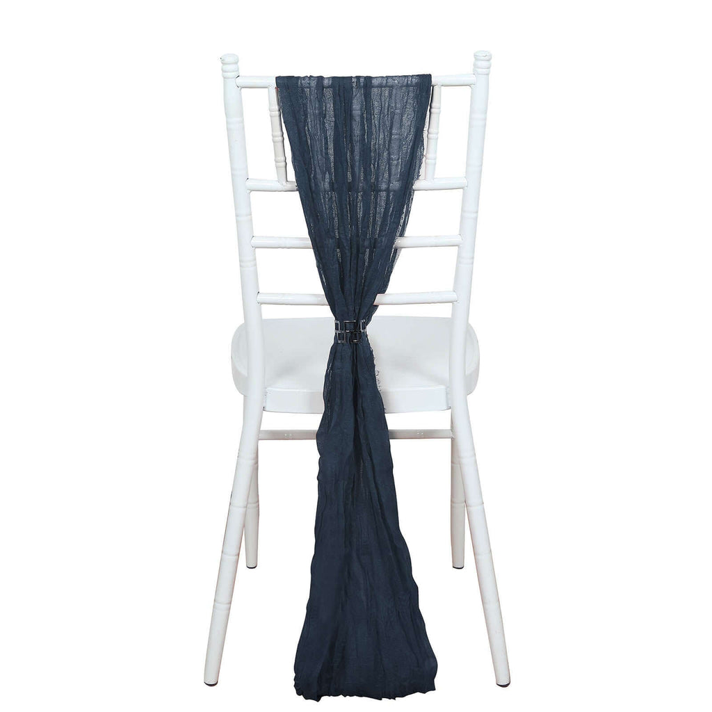 5 Pack Cheesecloth Gauze 16"x88" Chair Sashes Navy Blue - Boho Chair Decorations - Bell Racket Store
