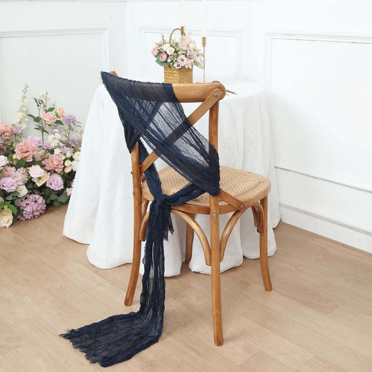 5 Pack Cheesecloth Gauze 16"x88" Chair Sashes Navy Blue - Boho Chair Decorations - Bell Racket Store
