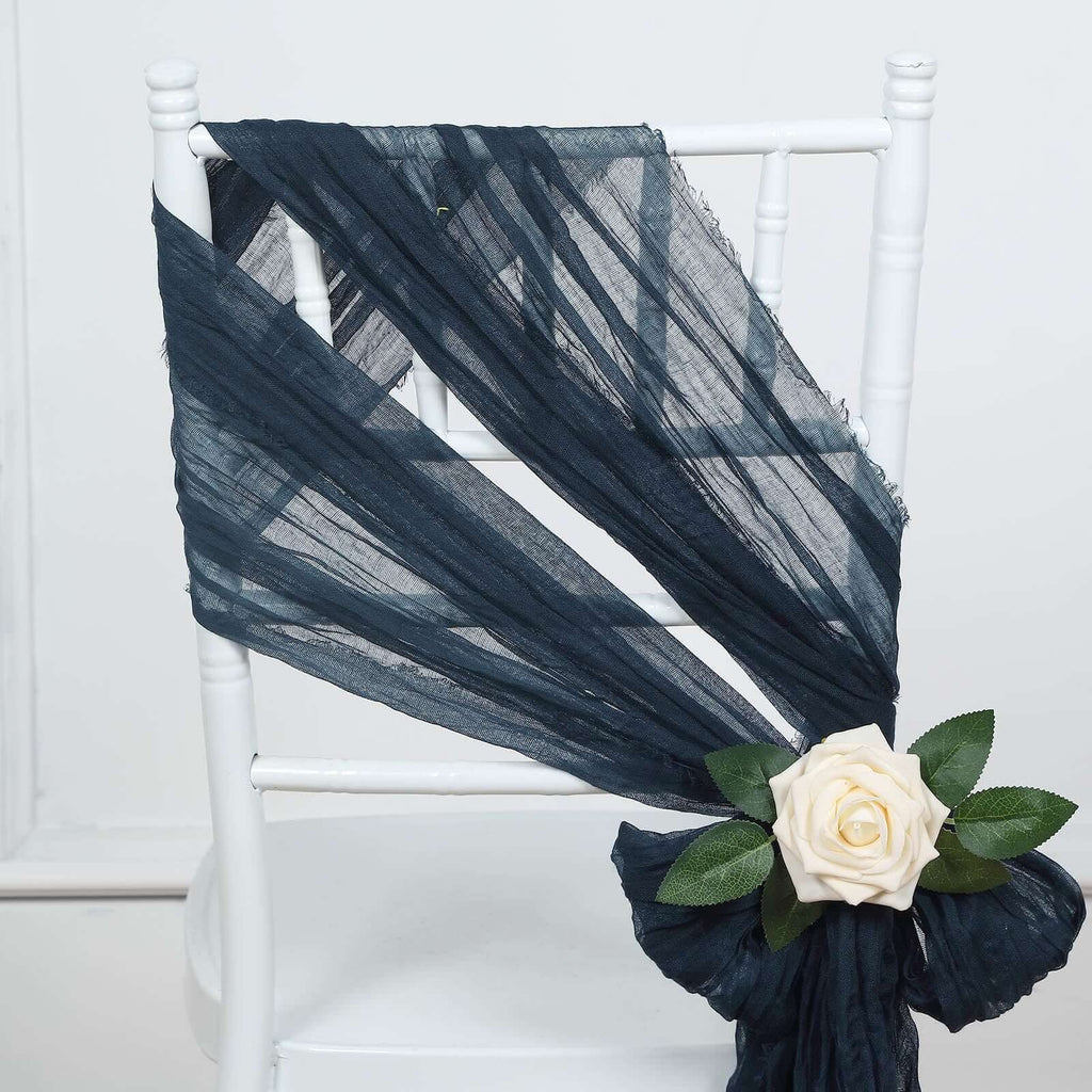 5 Pack Cheesecloth Gauze 16"x88" Chair Sashes Navy Blue - Boho Chair Decorations - Bell Racket Store