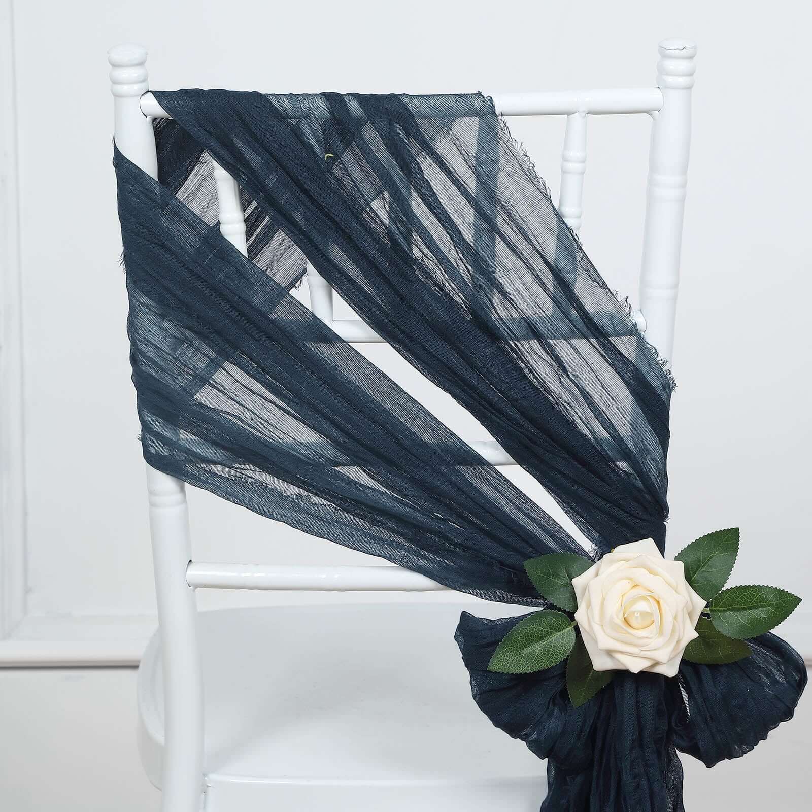 5 Pack Cheesecloth Gauze 16"x88" Chair Sashes Navy Blue - Boho Chair Decorations - Bell Racket Store