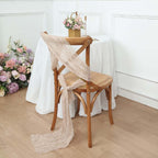5 Pack Cheesecloth Gauze 16"x88" Chair Sashes Nude Beige - Boho Chair Decorations - Bell Racket Store