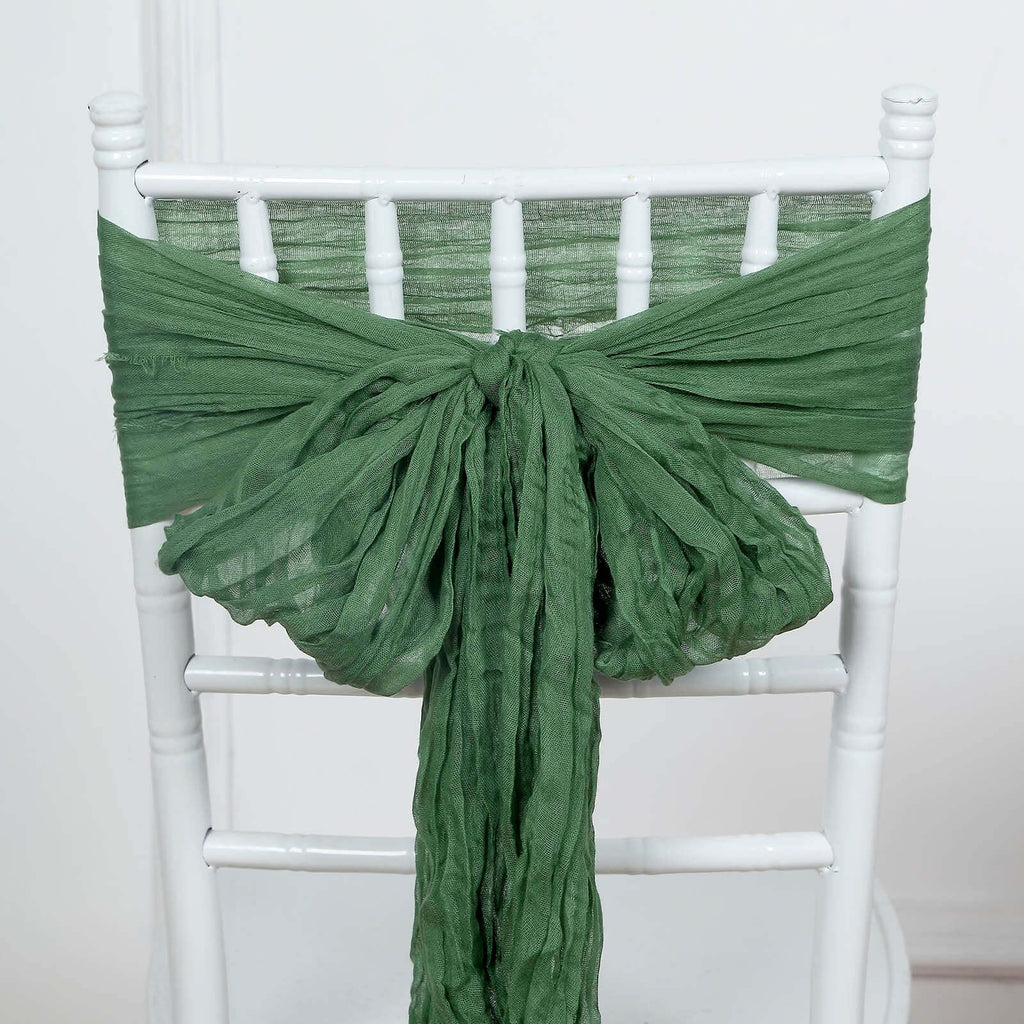 5 Pack Cheesecloth Gauze 16"x88" Chair Sashes Olive Green - Boho Chair Decorations - Bell Racket Store