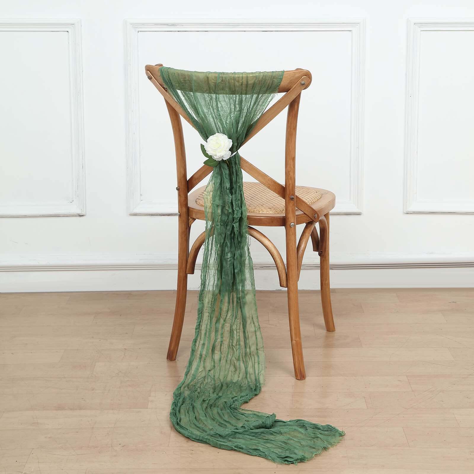 5 Pack Cheesecloth Gauze 16"x88" Chair Sashes Olive Green - Boho Chair Decorations - Bell Racket Store