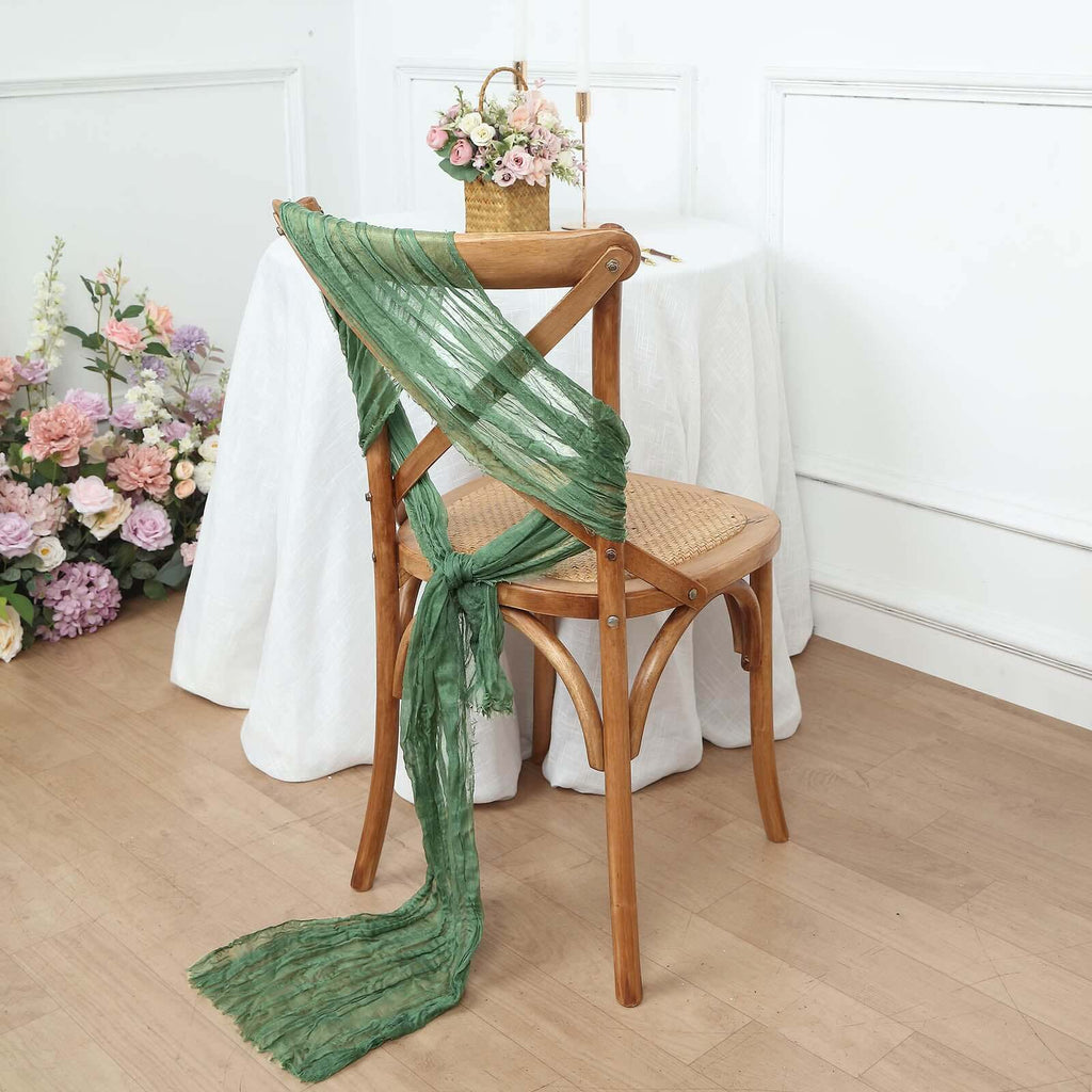 5 Pack Cheesecloth Gauze 16"x88" Chair Sashes Olive Green - Boho Chair Decorations - Bell Racket Store