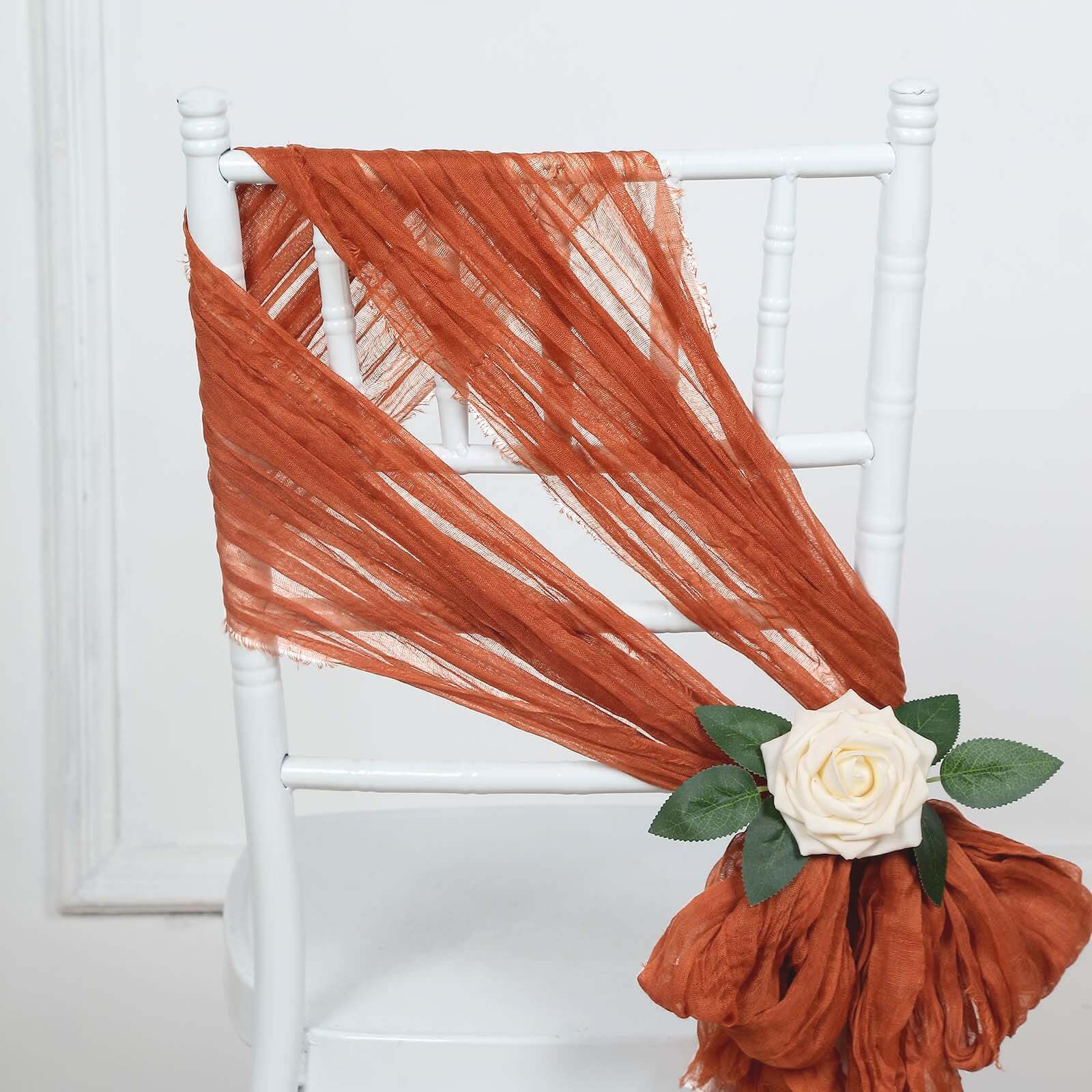 5 Pack Cheesecloth Gauze 16"x88" Chair Sashes Terracotta (Rust) - Boho Chair Decorations - Bell Racket Store
