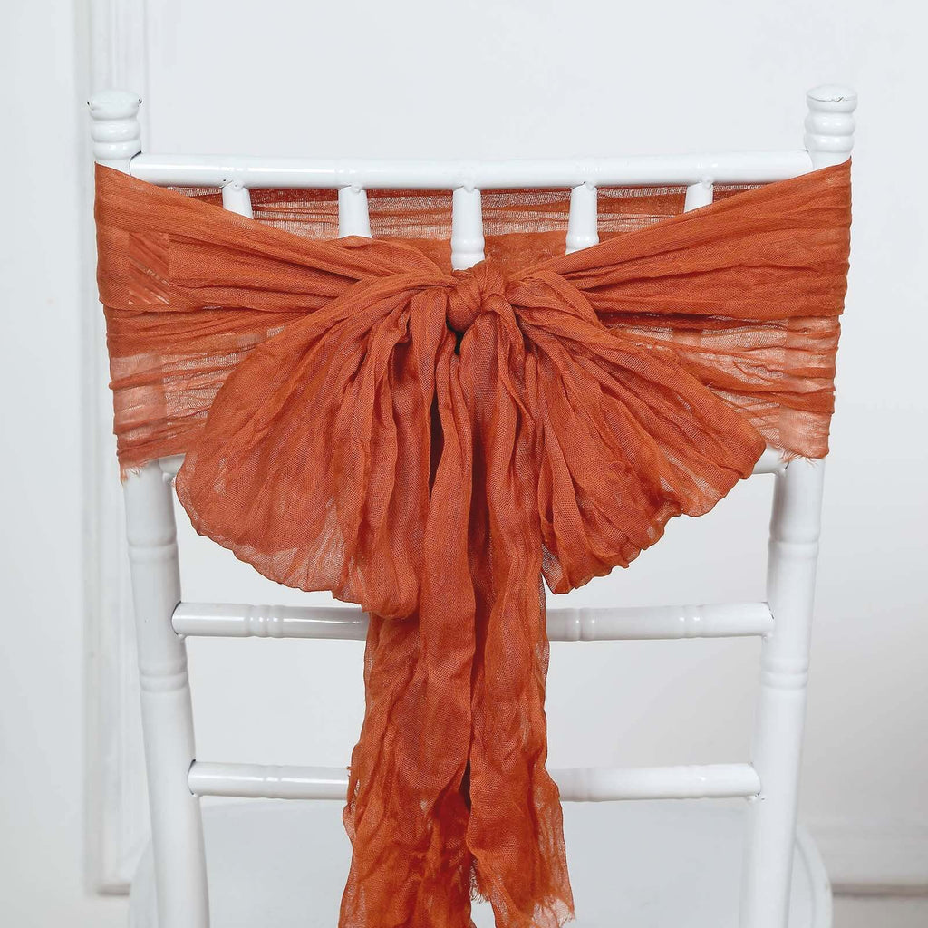 5 Pack Cheesecloth Gauze 16"x88" Chair Sashes Terracotta (Rust) - Boho Chair Decorations - Bell Racket Store