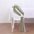5 Pack Chiffon Chair Sashes Dusty Sage Green - Soft & Lightweight Designer Chair Bows 22"x78" - Bell Racket Store