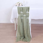 5 Pack Chiffon Chair Sashes Dusty Sage Green - Soft & Lightweight Designer Chair Bows 22"x78" - Bell Racket Store
