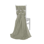 5 Pack Chiffon Chair Sashes Dusty Sage Green - Soft & Lightweight Designer Chair Bows 22"x78" - Bell Racket Store
