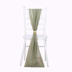 5 Pack Chiffon Chair Sashes Dusty Sage Green - Soft & Lightweight Designer Chair Bows 22"x78" - Bell Racket Store