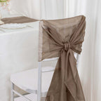 5 Pack Chiffon Chair Sashes Taupe - Soft & Lightweight Designer Chair Bows 22"x78" - Bell Racket Store