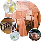 5 Pack Chiffon Chair Sashes Taupe - Soft & Lightweight Designer Chair Bows 22"x78" - Bell Racket Store