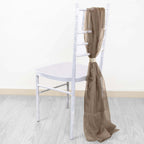 5 Pack Chiffon Chair Sashes Taupe - Soft & Lightweight Designer Chair Bows 22"x78" - Bell Racket Store