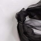 5 Pack Chiffon Satin Chair Sashes Black - Easy to Install Lustrous Ruffled Curly Willow Wedding Chair Decorations - Bell Racket Store