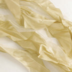 5 Pack Chiffon Satin Chair Sashes Champagne - Easy to Install Ruffled Curly Willow - Bell Racket Store