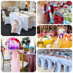 5 Pack Chiffon Satin Chair Sashes Champagne - Easy to Install Ruffled Curly Willow - Bell Racket Store