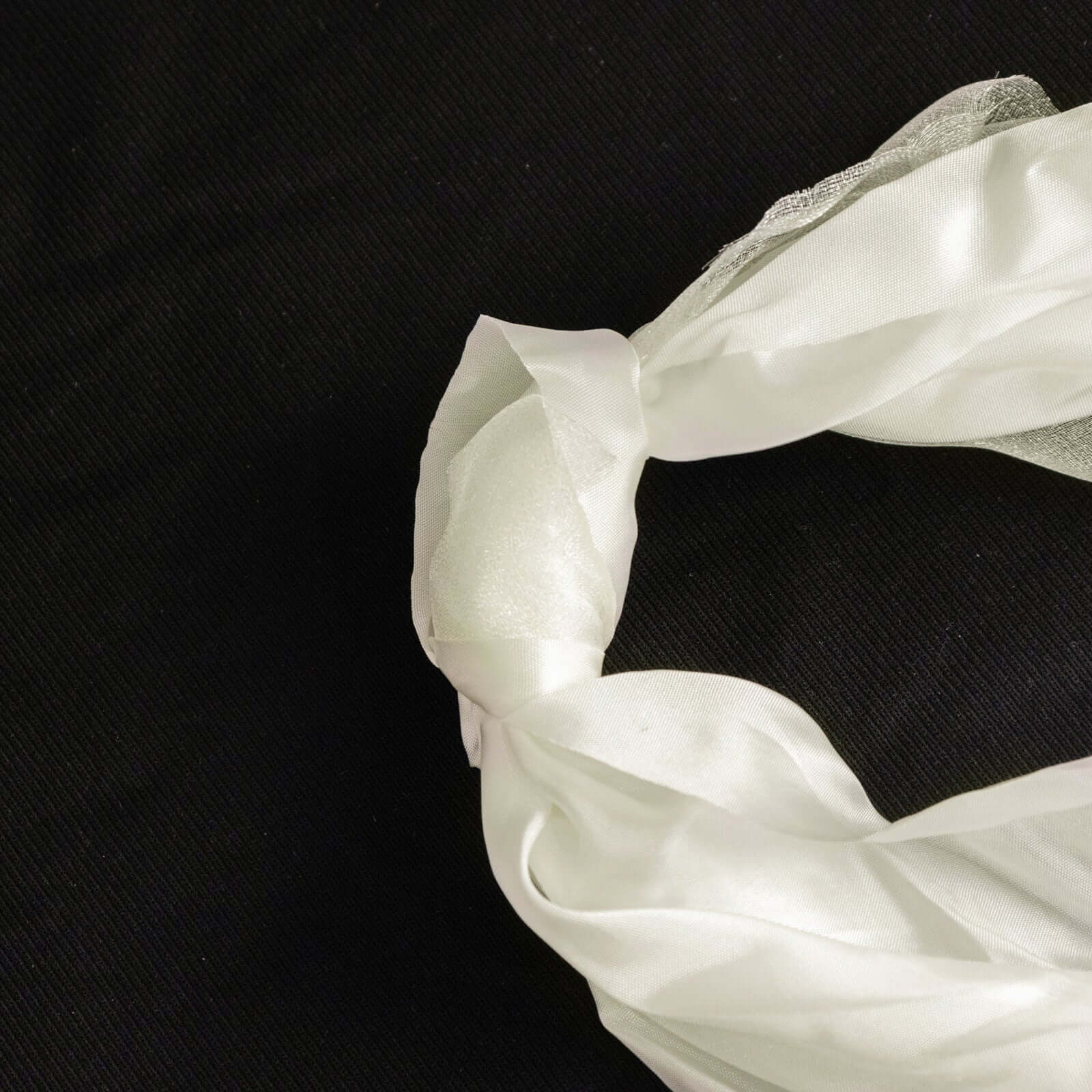 5 Pack Chiffon Satin Chair Sashes Ivory - Easy to Install Ruffled Curly Willow - Bell Racket Store