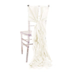 5 Pack Chiffon Satin Chair Sashes Ivory - Easy to Install Ruffled Curly Willow - Bell Racket Store