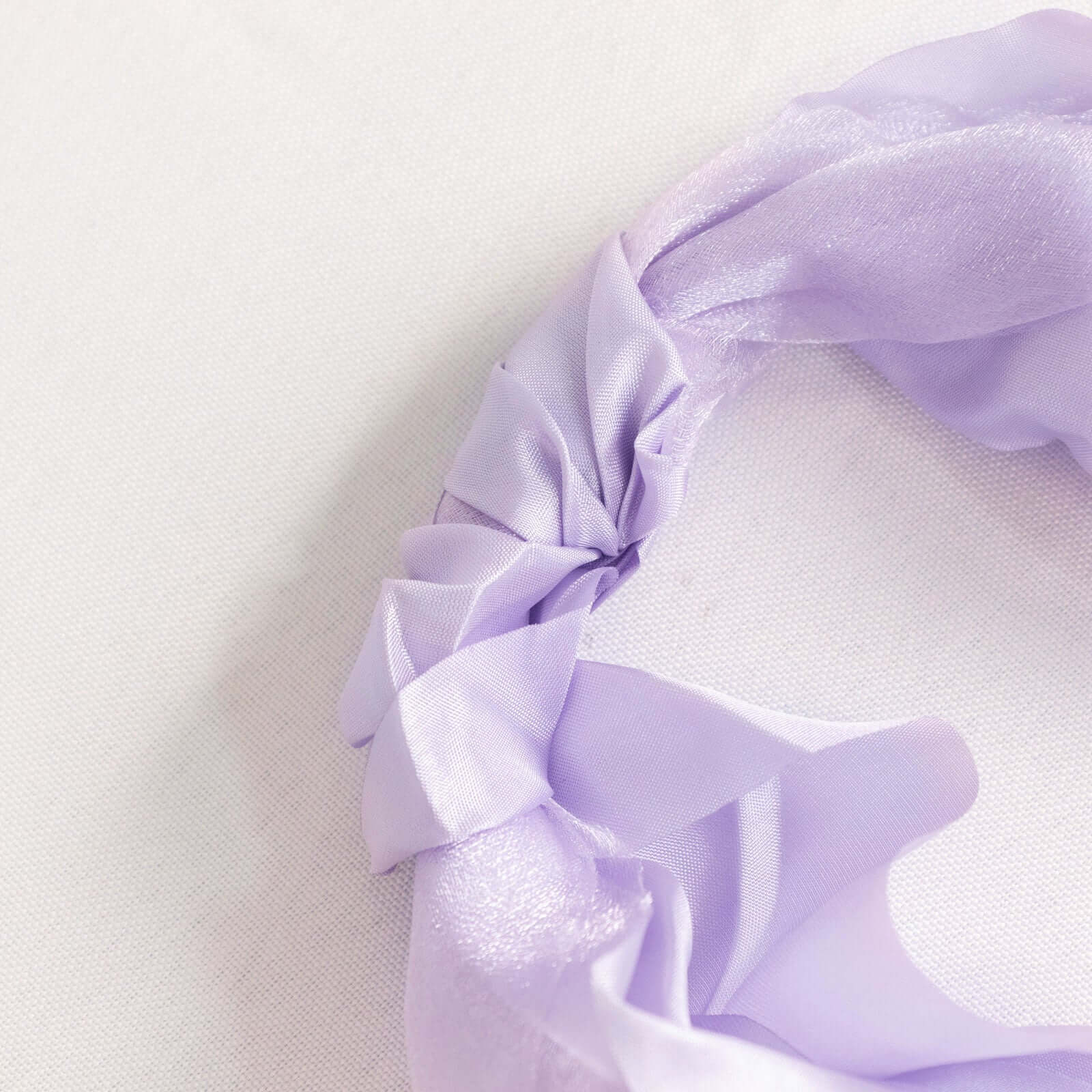 5 Pack Chiffon Satin Chair Sashes Lavender Lilac - Easy to Install Ruffled Curly Willow - Bell Racket Store