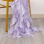 5 Pack Chiffon Satin Chair Sashes Lavender Lilac - Easy to Install Ruffled Curly Willow - Bell Racket Store