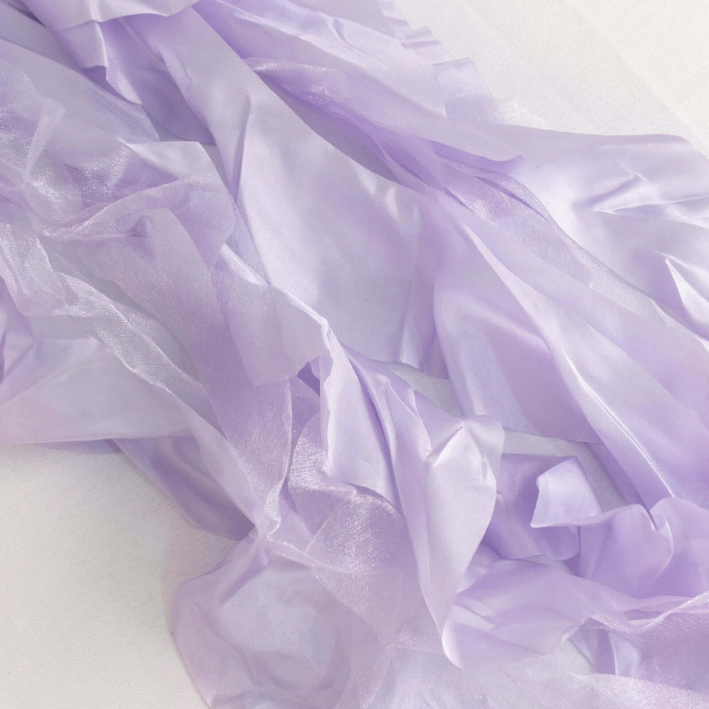 5 Pack Chiffon Satin Chair Sashes Lavender Lilac - Easy to Install Ruffled Curly Willow - Bell Racket Store