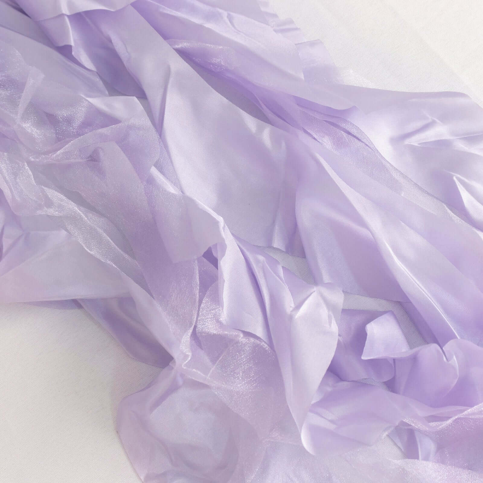 5 Pack Chiffon Satin Chair Sashes Lavender Lilac - Easy to Install Ruffled Curly Willow - Bell Racket Store