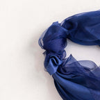 5 Pack Chiffon Satin Chair Sashes Navy Blue - Easy to Install Ruffled Curly Willow - Bell Racket Store