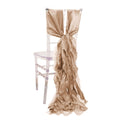 5 Pack Chiffon Satin Chair Sashes Nude - Easy to Install Ruffled Curly Willow - Bell Racket Store