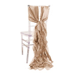 5 Pack Chiffon Satin Chair Sashes Nude - Easy to Install Ruffled Curly Willow - Bell Racket Store