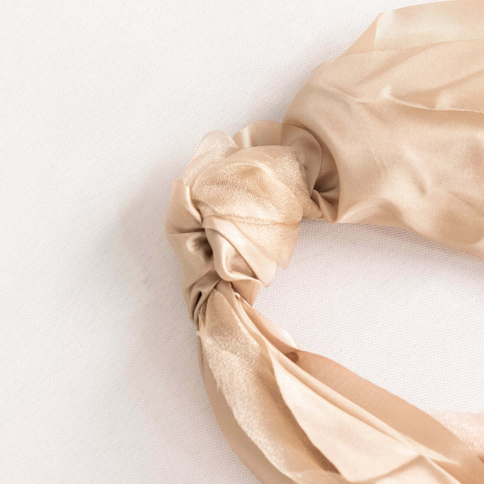 5 Pack Chiffon Satin Chair Sashes Nude - Easy to Install Ruffled Curly Willow - Bell Racket Store