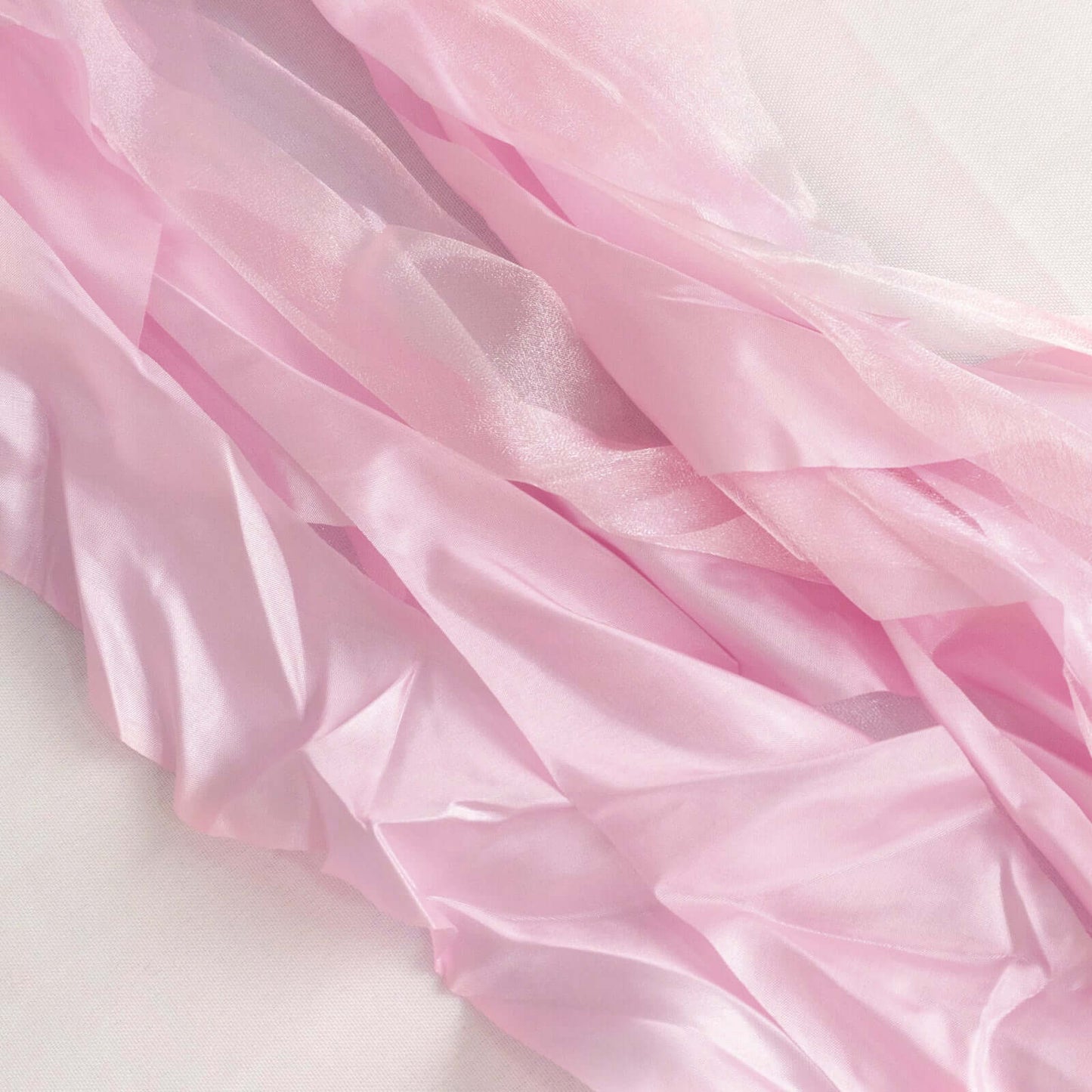 5 Pack Chiffon Satin Chair Sashes Pink - Easy to Install Ruffled Curly Willow - Bell Racket Store