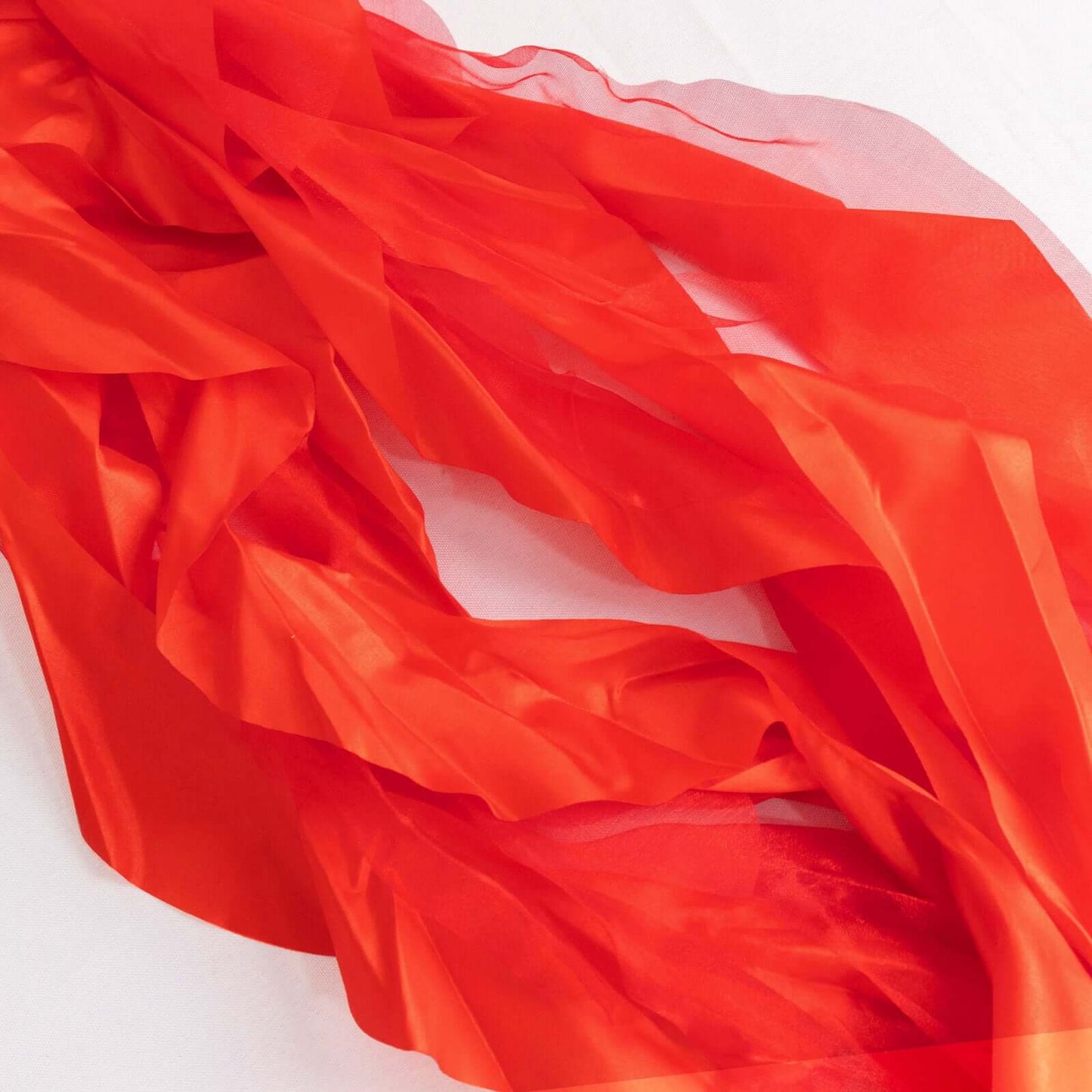 5 Pack Chiffon Satin Chair Sashes Red - Easy to Install Ruffled Curly Willow - Bell Racket Store