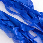 5 Pack Chiffon Satin Chair Sashes Royal Blue - Easy to Install Ruffled Curly Willow - Bell Racket Store
