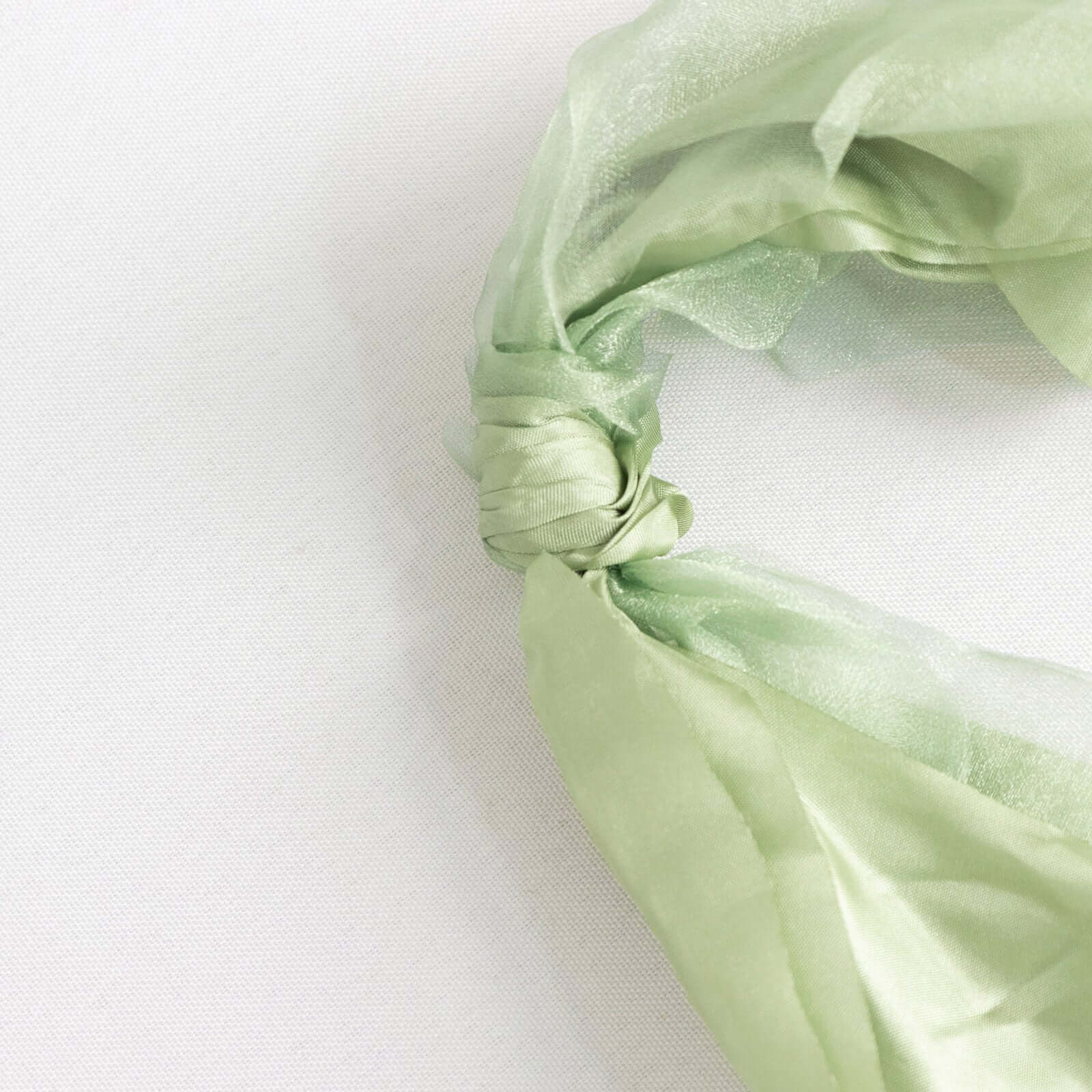 5 Pack Chiffon Satin Chair Sashes Sage Green - Easy to Install Ruffled Curly Willow - Bell Racket Store