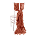 5 Pack Chiffon Satin Chair Sashes Terracotta (Rust) - Easy to Install Ruffled Curly Willow - Bell Racket Store