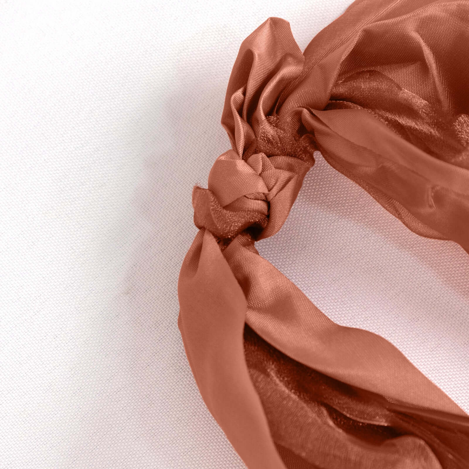 5 Pack Chiffon Satin Chair Sashes Terracotta (Rust) - Easy to Install Ruffled Curly Willow - Bell Racket Store