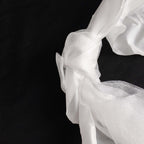 5 Pack Chiffon Satin Chair Sashes White - Easy to Install Lustrous Ruffled Curly Willow Wedding Chair Decorations - Bell Racket Store