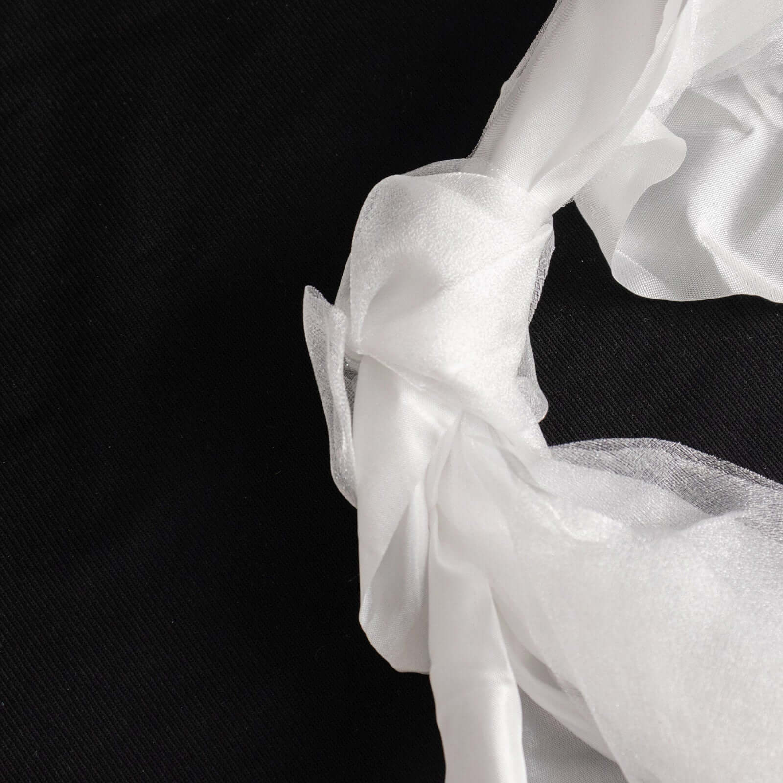 5 Pack Chiffon Satin Chair Sashes White - Easy to Install Lustrous Ruffled Curly Willow Wedding Chair Decorations - Bell Racket Store