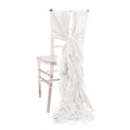 5 Pack Chiffon Satin Chair Sashes White - Easy to Install Lustrous Ruffled Curly Willow Wedding Chair Decorations - Bell Racket Store