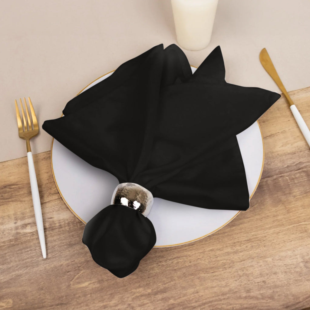 5 Pack Cotton Blend 20"x20" Napkins Black - Wrinkle - Resistant & Washable Dinner Napkins - Bell Racket Store