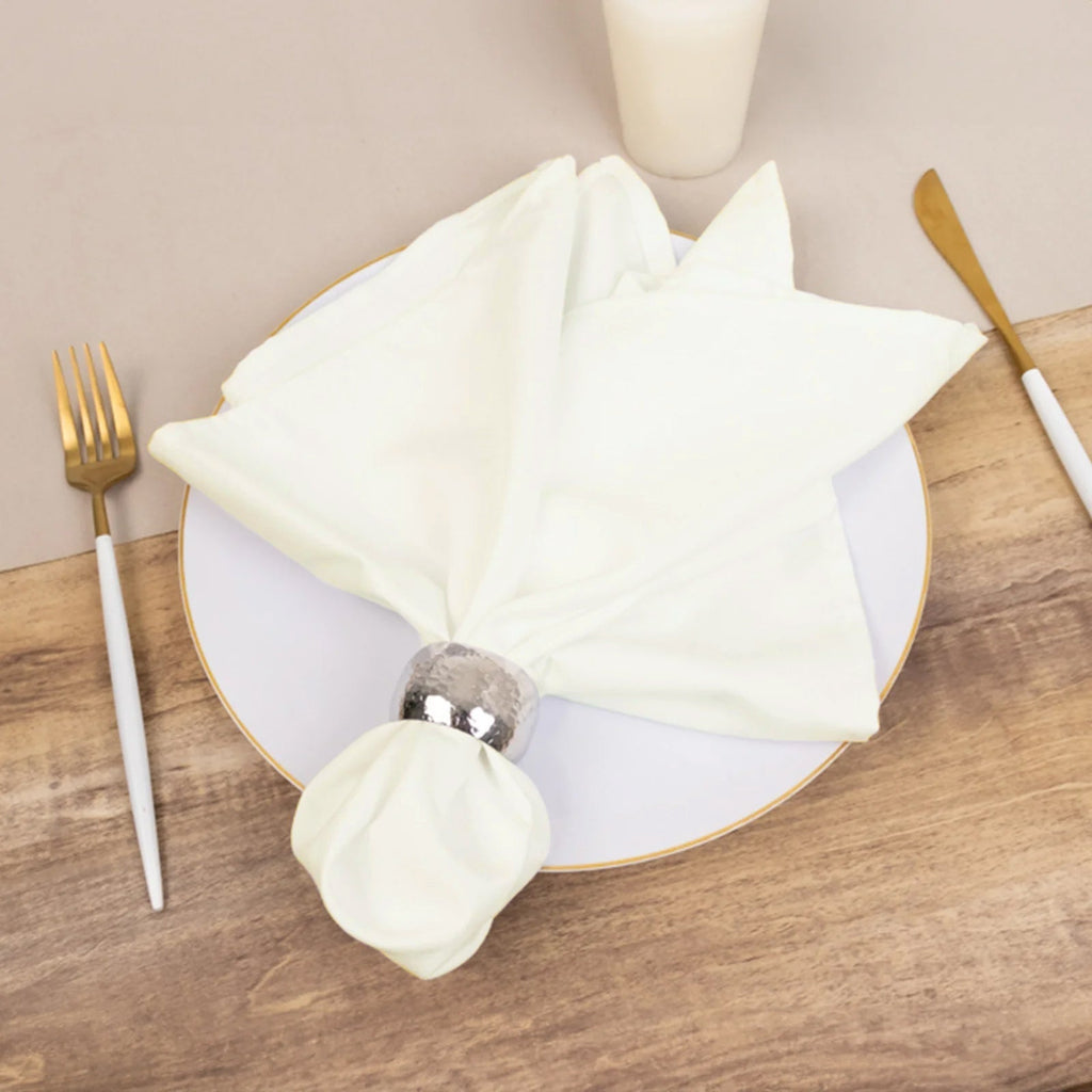 5 Pack Cotton Blend 20"x20" Napkins Ivory - Wrinkle - Resistant & Washable Dinner Napkins - Bell Racket Store