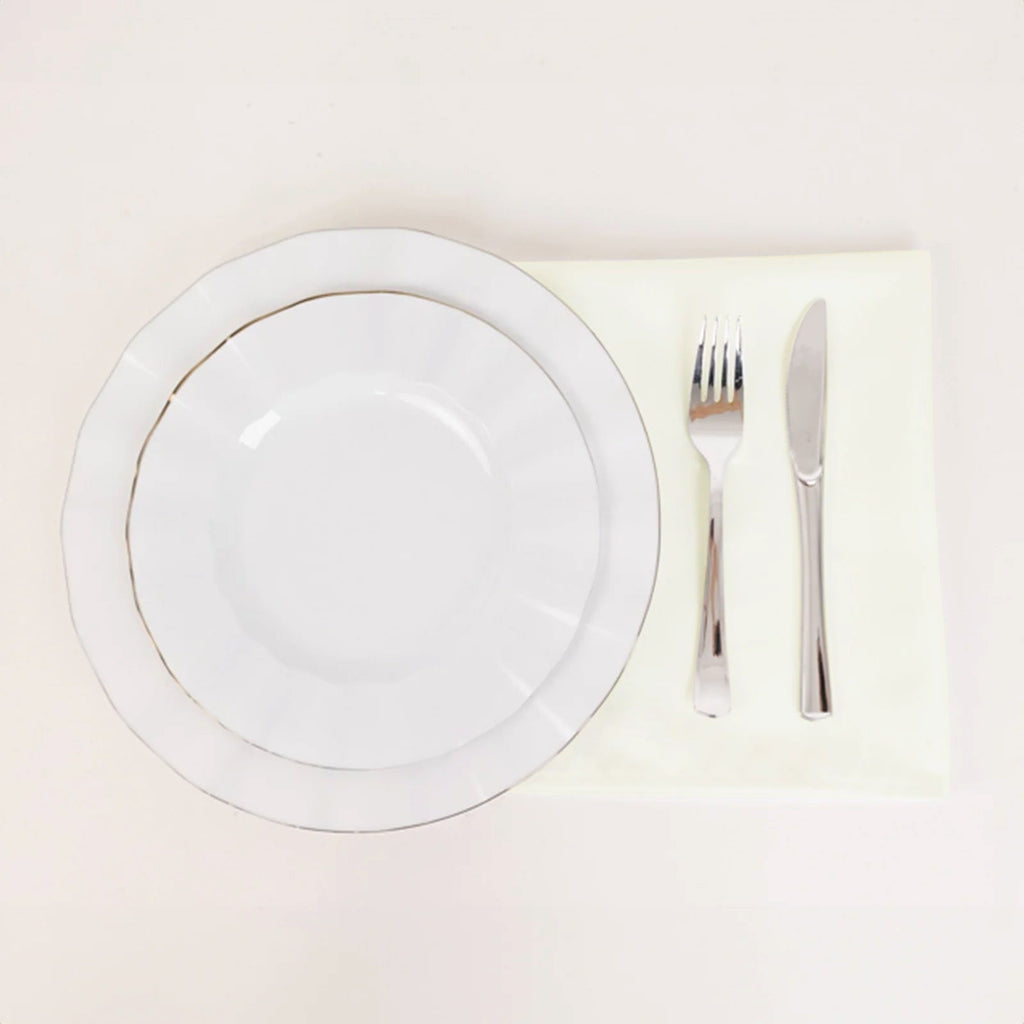 5 Pack Cotton Blend 20"x20" Napkins Ivory - Wrinkle - Resistant & Washable Dinner Napkins - Bell Racket Store