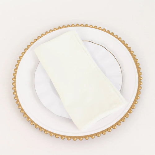 5 Pack Cotton Blend 20"x20" Napkins Ivory - Wrinkle - Resistant & Washable Dinner Napkins - Bell Racket Store