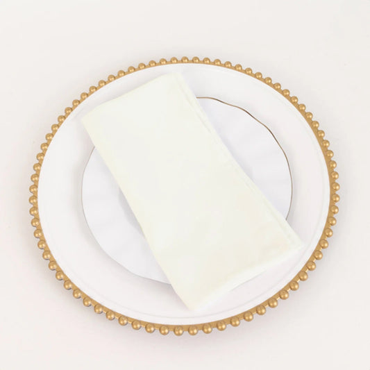 5 Pack Cotton Blend 20"x20" Napkins Ivory - Wrinkle - Resistant & Washable Dinner Napkins - Bell Racket Store