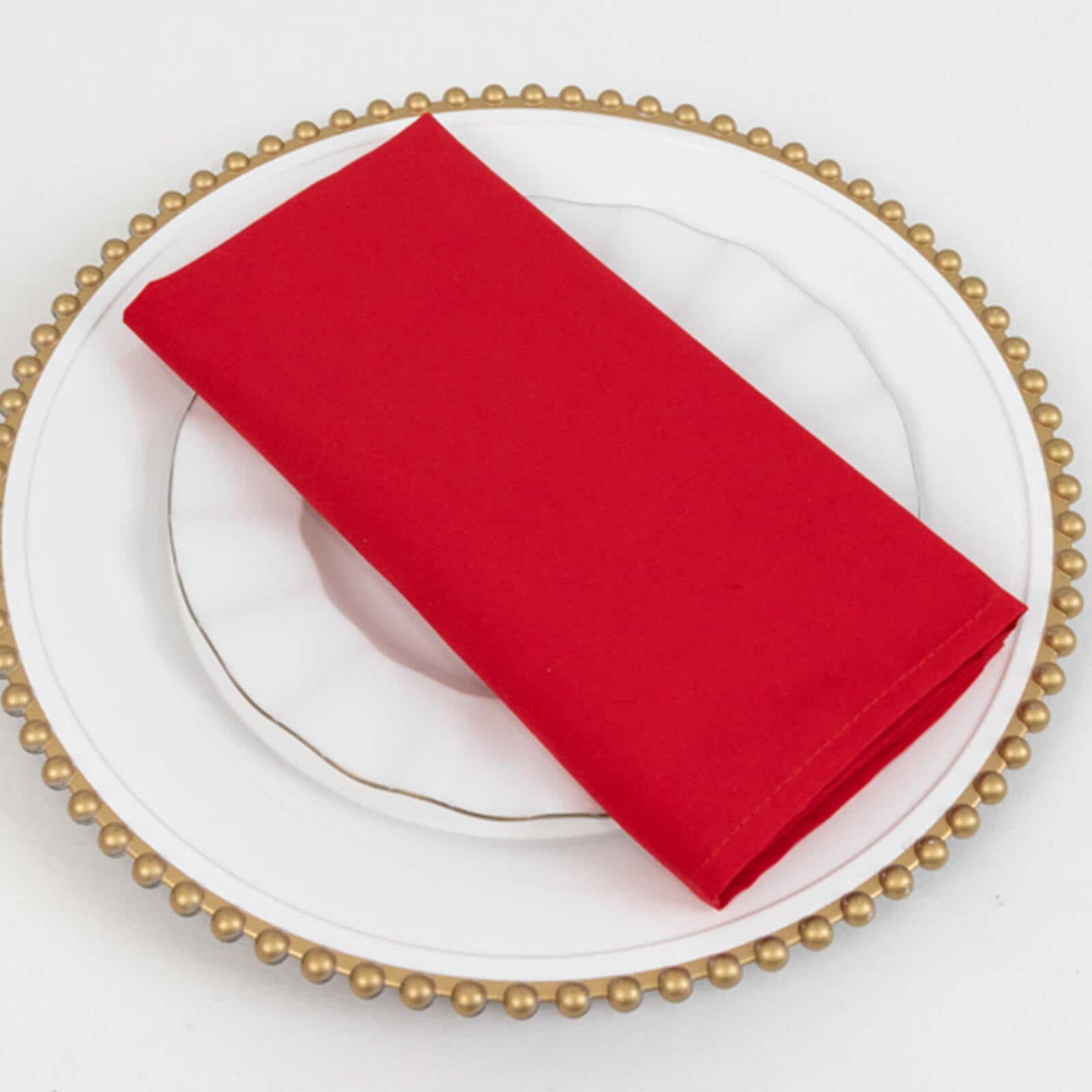 5 Pack Cotton Blend 20"x20" Napkins Red - Wrinkle - Resistant & Washable Dinner Napkins - Bell Racket Store