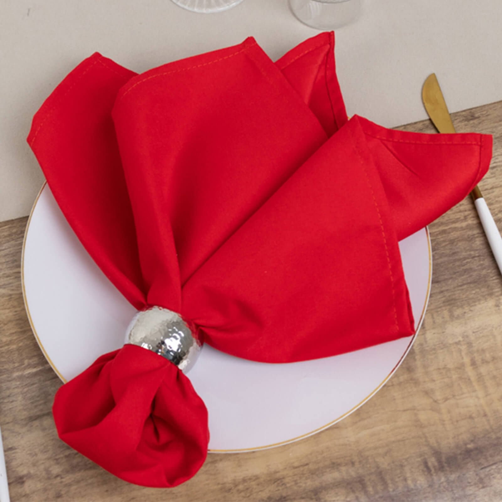 5 Pack Cotton Blend 20"x20" Napkins Red - Wrinkle - Resistant & Washable Dinner Napkins - Bell Racket Store