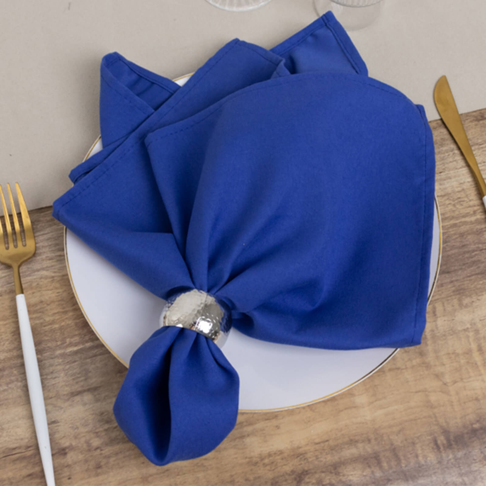 5 Pack Cotton Blend 20"x20" Napkins Royal Blue - Wrinkle - Resistant & Washable Dinner Napkins - Bell Racket Store