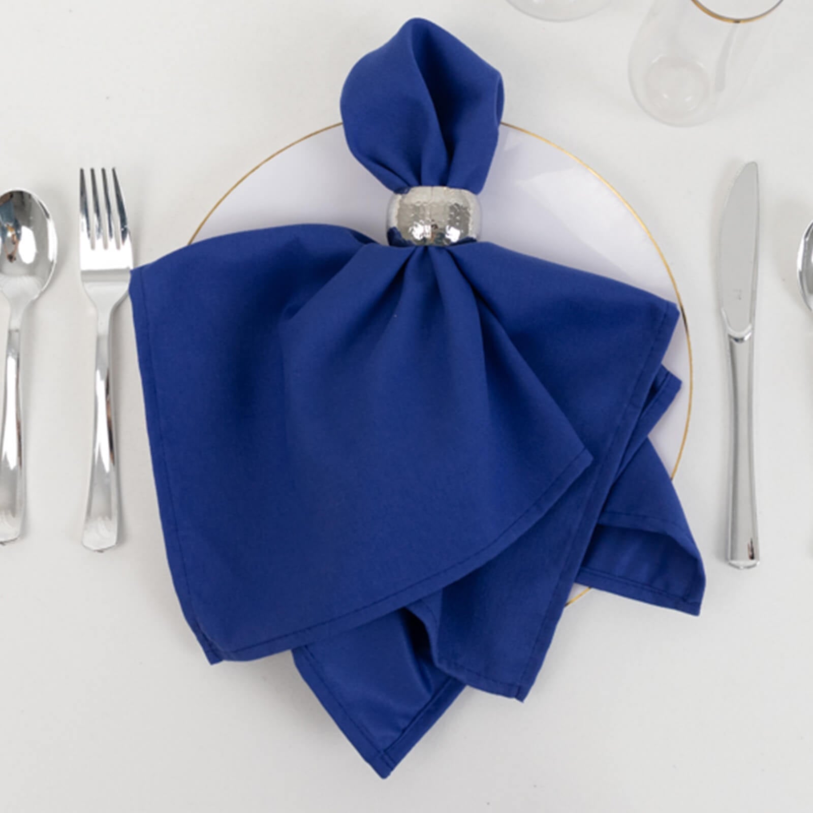 5 Pack Cotton Blend 20"x20" Napkins Royal Blue - Wrinkle - Resistant & Washable Dinner Napkins - Bell Racket Store