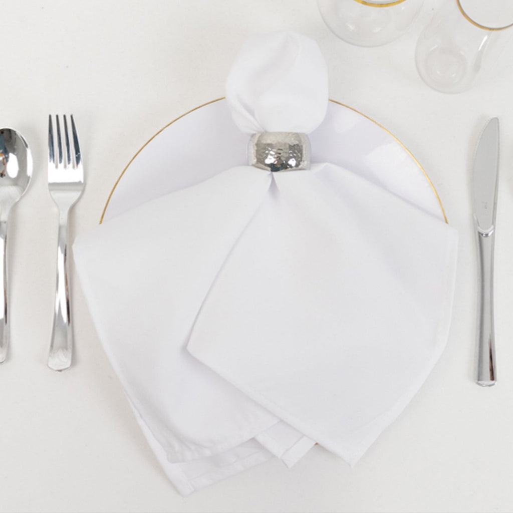 5 Pack Cotton Blend 20"x20" Napkins White - Wrinkle - Resistant & Washable Dinner Napkins for Everyday Use - Bell Racket Store